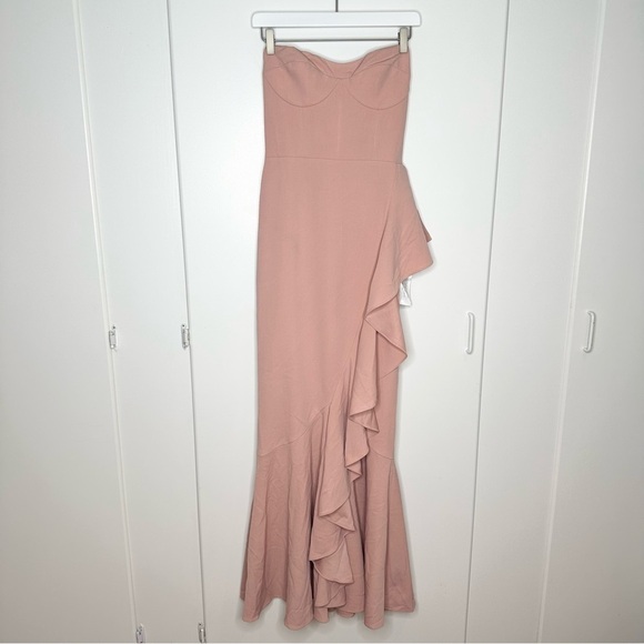 NWT Dress The Population Paris Ruffle Mermaid Gown Blush Size Small - Picture 5 of 12